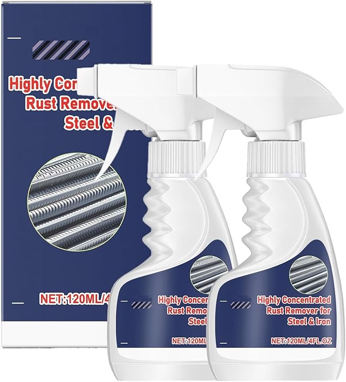 Highly Concentrated Rust Remover for Steel & Iron, Fast Acting Metal Rust Removal Spray, Heavy Duty Rust Stain Cleaner for Tools, Automotive Parts, Bolts, Chains, Wheels – 120ml