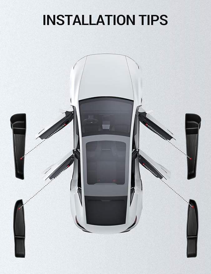 Motrobe 2026 Tesla Model Y Juniper Door Side Storage Box Door Pocket Liner Side Organizer Tray Waterproof TPE Front & Rear Model Y Juniper (Standard/Premium/Performance 2025/2026) Accessories