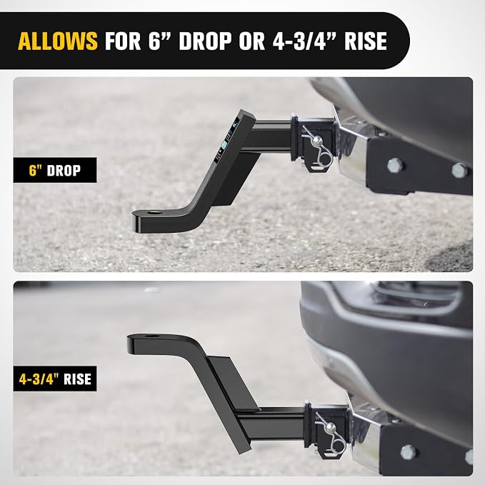 Nilight Trailer Hitch Ball Mount 6" Drop, 4-3/4" Rise, 1" Ball Hole fits 2" Receiver with 5/8" Hitch Pin, 7500 lbs GTW Heavy Duty Ball Hitch
