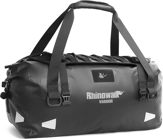 Rhinowalk Motorcycle Saddle Bag 40L – Waterproof Rear Seat Pack with Expansion Panel, MOLLE Gear Mount & Backpack Carry