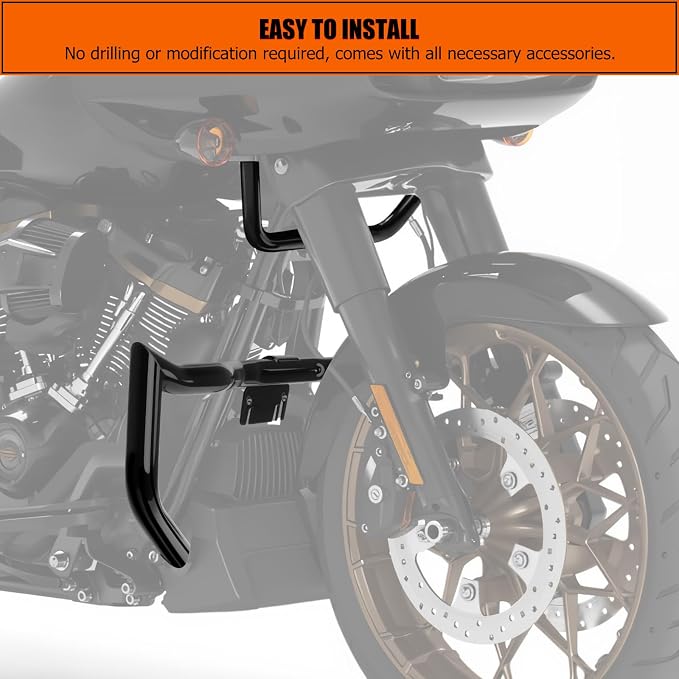 Chopped Engine Guard for Harley Road Glide Motorcycle Protector Crash Bar Heavy-Duty Highway Freeway Protection Bar Compatible with Harley Davidson FLTRX FLTRXS FLTRXST FLTRXSE 2009-2023