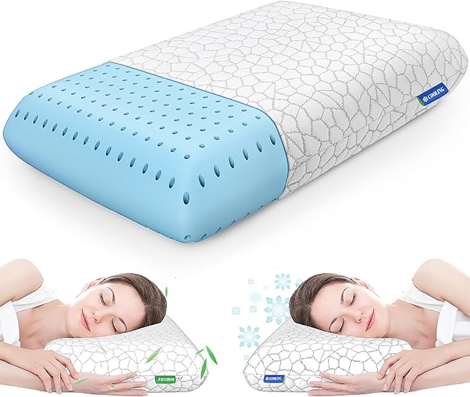 CushZone Memory Foam Pillows for Sleeping, Bed Pillow with Removable and Machine Washable Cover, Bed Pillow for Side, Neck Pillow, Back and Stomach Sleepers, Standard Size (1 Pack)