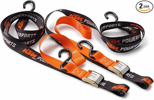 Premium KTM Soft Tie Down Set with Hooks (2 Pack), U6910046, Features Coated Steel Hooks and Soft Tie Loops