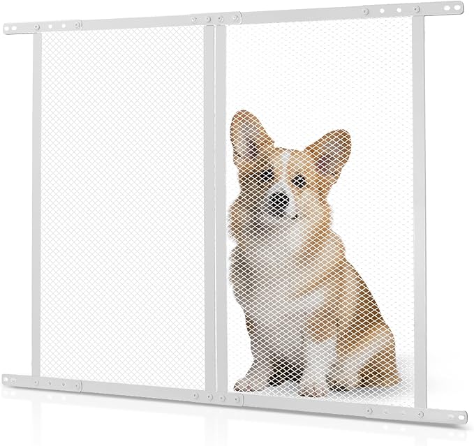 VEVOR RV Screen Door Protector, 24 x 26 inch Door Grille, Easy to Install and Disassemble, Reinforced Breathable Protective Mesh, Aluminum Alloy Camper RV Entry Protector for Pet Protection, White