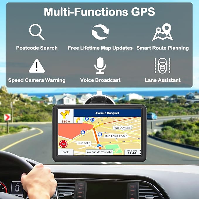 OHREX S7 GPS Navigator for Car, 7 inch, with US Canada Mexico 2026 Maps, Free Lifetime Updates, GPS Navigation System for Truck, Semi Truck, RV, Trucker, Commercial Drivers