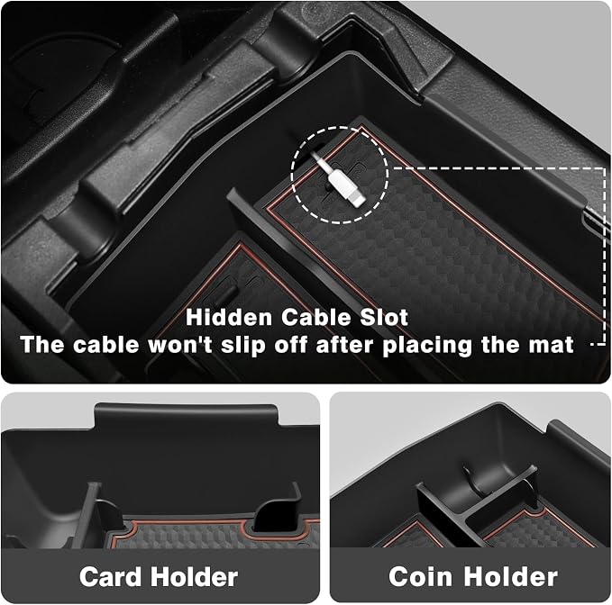 Muslogy Center Console Organizer [Black] & Armrest Cover [Gray] Compatible with Subaru Forester 2025 Accessories