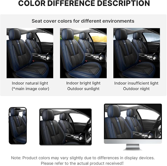 Arazi Fit for 98% of Mazda Seat Covers, 360° Full Wrap Original Seat Cover, Waterproof Nappa Leather Seat Covers with Big Space Storage Pocket Seat Protector（5 Seats Luxury, Black&Blue）