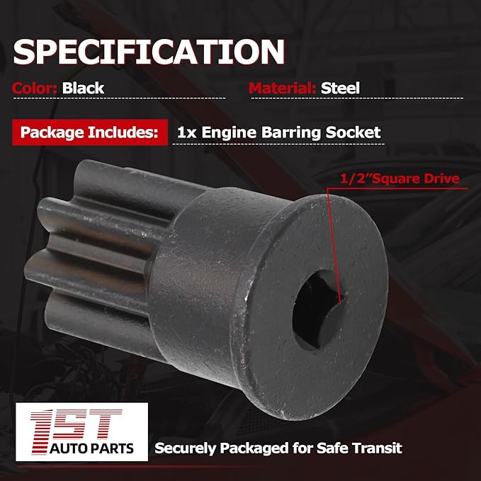 1ST J-38587-A Engine Barring Socket Engine Turning Tool for Caterpillar CAT 3406E, for EUI MUI & Mack Engines C9 C10 C12 C13 C15 C16 & E-7, E-7 ETEC Replaces OE: J38587A