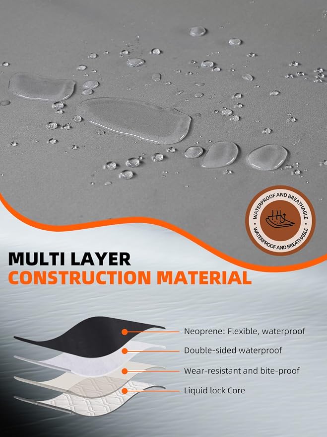 2 Pack Waterproof Car Seat Covers - Universal Fit Rubber Front Seat Protectors for SUVs, Sedans & Trucks - Non-Slip Backing for Fitness, Gym & Pets - Gray