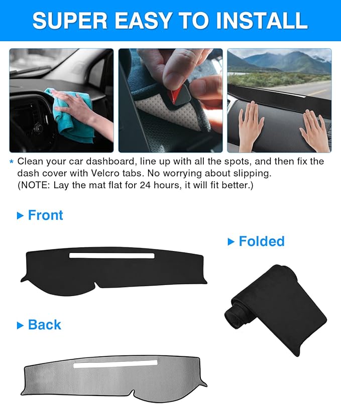 Autorder Dashboard Cover Mat for 2005-2015 Toyota Tacoma Pickup Accessories Dash Cover Flannel Dash Mat Sunshade Glare UV Rays Protector