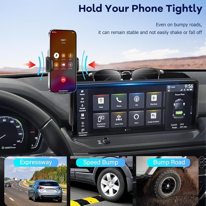 Car Phone Holder Compatible with Honda Accord 2023-2025 Accessories 12.3-Inch Screen Fixed Clip, Phone Mount with Dash Organizer Tray Dashboard Storage Box Hands-Free 360° Rotation (Not for LX/EX/SE)