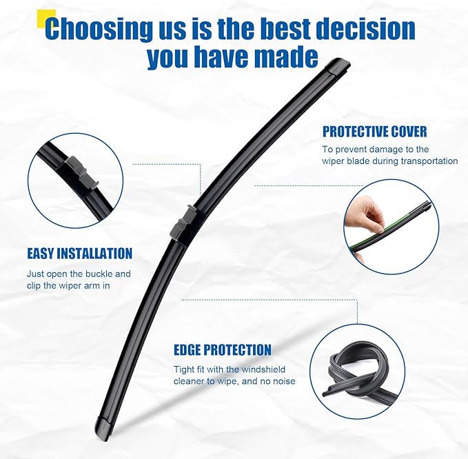 26"+20" Windshield Wipers With 13" Rear Wiper Blade Sets Automotive Replacement for BMW X3 2011-2017,Easy For Installation (Pack of 3)