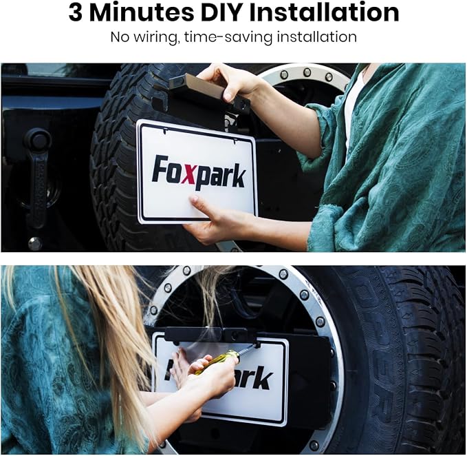 Foxpark Solar Wireless Backup Camera, 1080P 5'' Monitor Back Up Camera Systems Wireless, 3 Mins DIY Installation, Reverse Camera for Car, Truck, Van, RV