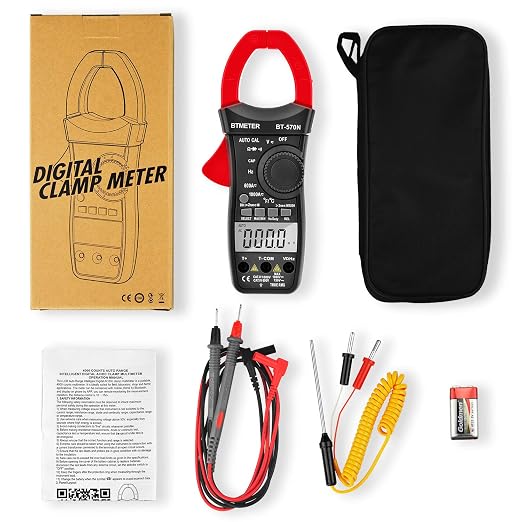 Inrush Current Clamp Multimeter, BTMETER BT-570N TRMS 5999 Display Clamp-on Amp Meter for AC/DC Voltage Amperage Ohm Temperature Test