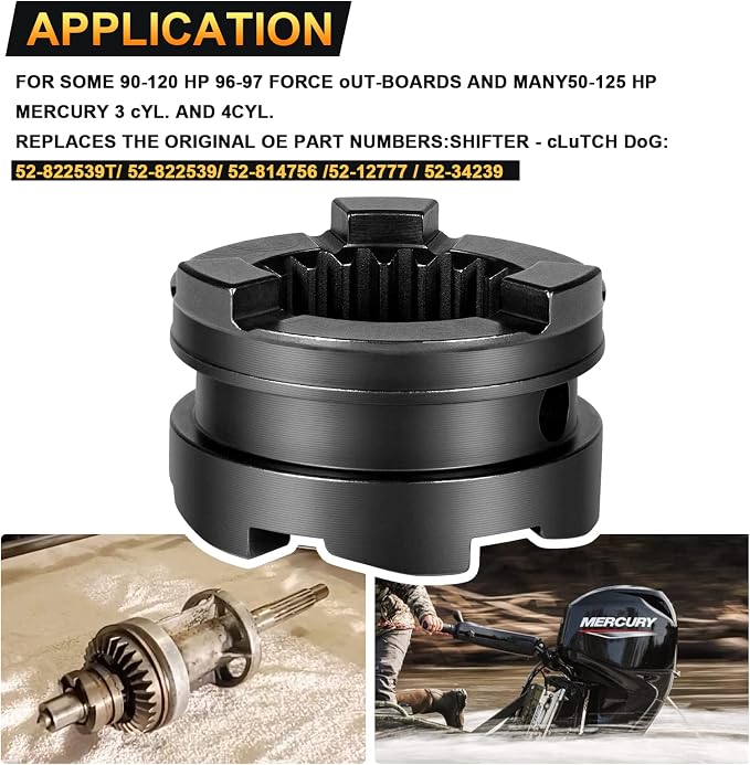 YMT Boat Motor Clutch Dog 3 Jaw Reverse, Fit for 90-120 hp, 96-97 Force Outboards, 50-125 hp Mercury 3 cyl. and 4 cyl,Replace for Mercury Clutch Dog Shifter 52-822539t