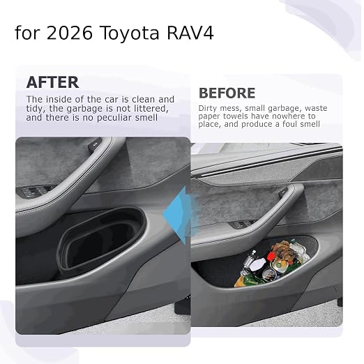 LUWU Car Trash Can for RAV 4 2026, Waterproof Silicone Auto Garbage Bin, Portable Door Mount Trash Bin, Interior Accessories for RAV 4 2026