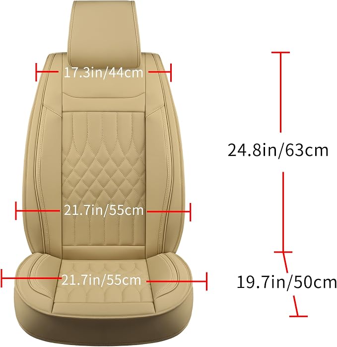 Car Seat Covers 5 Seats Full Set, Waterproof Napa Leather Automotive Seat Protector for Cars SUV Truck Sedan, Universal Anti-Slip Car Seat Cushion Interior Accessories, Beige