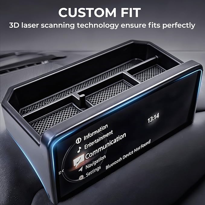Dashboard Storage Tray Dash Organizer for Mazda CX5 2025 2024 2023 2022 (Only for 10.25-inch Screen,Not for 2026+), Interior Accessories Behind Screen Storage Box for 2022-2025 CX-5, Black