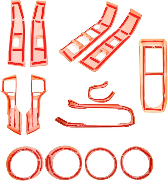 Lcojicep 14PCS Full Set Interior Decoration Trim Kit Compatible with Toyot@ Tacoma 2016-2022 Central Control Dashboard Frame Cover Shift Knob Cover Air Vent Trim Cover Window Button Cover (Orange)