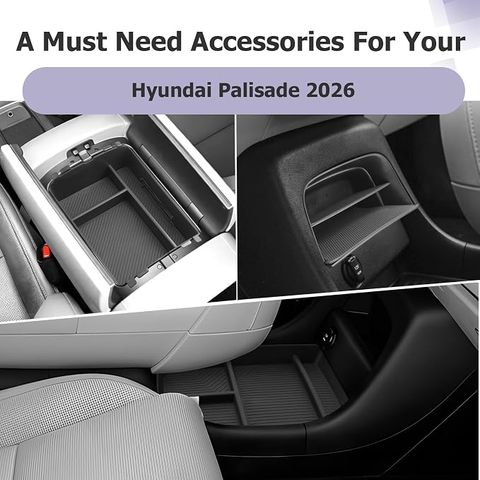 LUWU Center Console Organizer Compatible with 2026 Hyundai Palisade Calligraphy Accessories Palisade Armrest Console Organizer & Under Screen Storage Tray & Lower Storage Tray 4PCS (ONLY for 7-Seat)