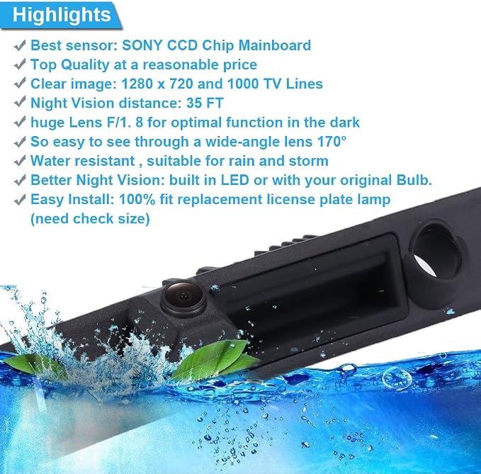 Super HD Vehicle Camera 1280x720 Pixels 1000 TV Car Parking Camera Night Vision Reverse Waterproof Trunk Handle Back up Rear View Camera for Audi A4 B6 B7 A3 A6 Avant Kombi S3 S6 A8 S8 RS4 RS6 A5 Q7