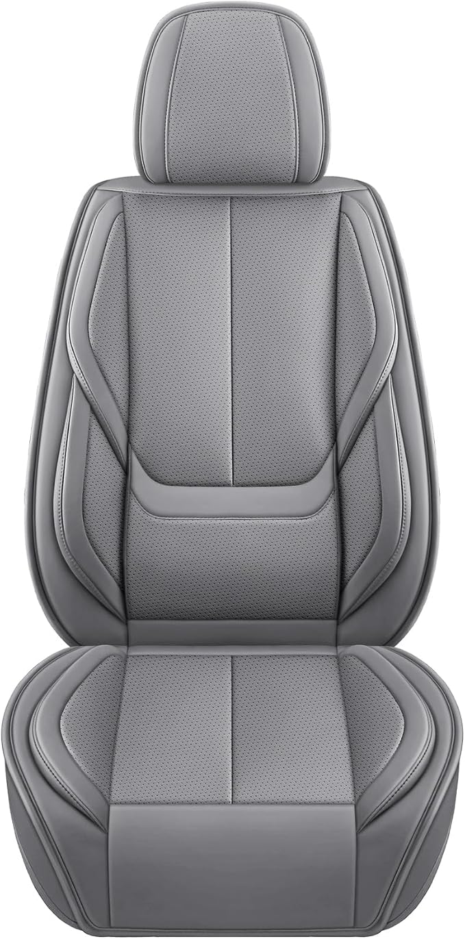 MINGBRON Front Car Seat Covers, Leather Car Seat Covers, Fit for Most Cars SUV and Most Sedan Grey