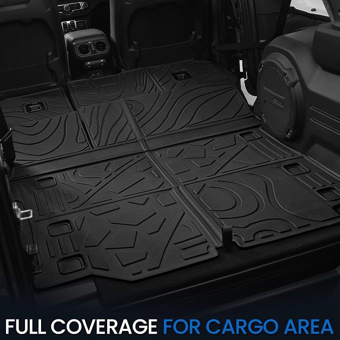 Cargo Mat Backrest Mats for Jeep Wrangler JL 2018-2025 2026 Unlimited 4-Door (Not fit JK/4XE/2-Door), All Weather TPE Cargo Liner Trunk Mat Accessories (Cargo Mat with Backrest Mat)