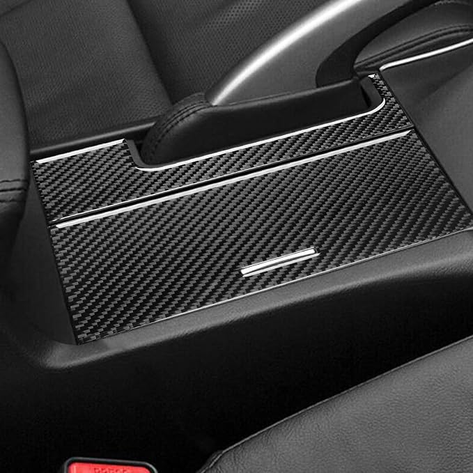 Black Soft Carbon Fiber car Interior Water Cup Panel Set 2/Piece Decorative Stickers Suitable for Acura TSX 09-14 Carbon Fiber car Interior