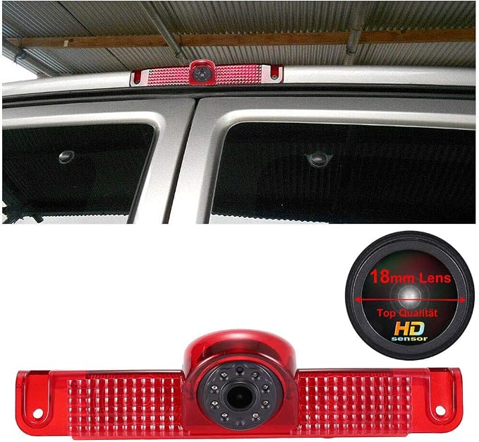 HD IP68 Third Roof Mount Brake Lamp Rear View Reverse Backup Camera Angle and Distance Adjustable Compatible with Chevrolet Express GMC Chevy Savana Exporer Cargo Van (Camera+7''Monitor)