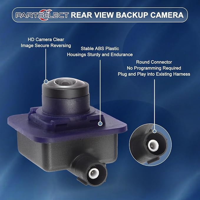 HC3Z-19G490-X Rear View Backup Camera Replacement for Ford F250 F350 Super Duty 2017 2018 2019 6.2L / 6.7L / 7.3L V8 Back Up Camera Replaces# HC3Z-19G490-E (Just for Round Hole Plug)