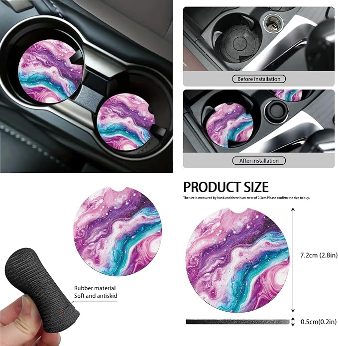 Marble Pattern 15 Pieces Car Seat Cover Steering Wheel Cover, Seat Belt Strap Wrap Cover Car Trash Can Cup Holders Keychain Air Vent Bag for Truck Vans Sedans