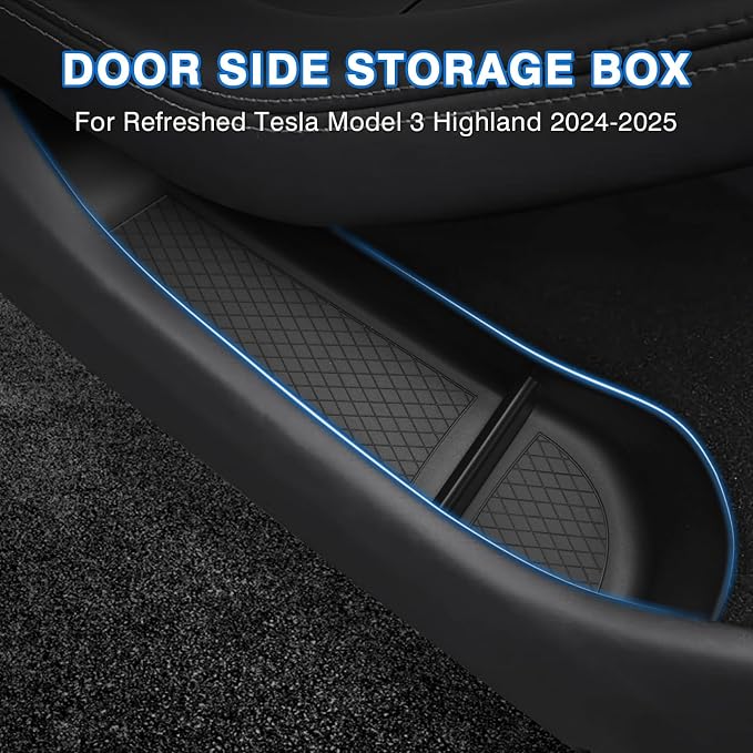 Shademax 4PCS Door Organizer Insert Tray for Tesla Model 3 Highland 2024 2025 2026 Door Side Storage Box for Tesla Model 3 Highland Accessories Front and Rear Slot Pockets Protector TPE Material