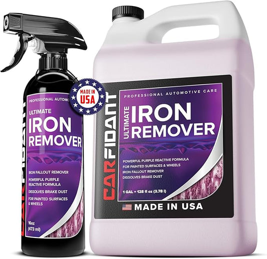 Iron Remover for Car Detailing – Iron Decon Spray, Pulls Out Brake Dust, Rust & Fallout - Contaminant Removal for Car Paint & Wheels, pH Neutral Formula - 16 fl. Oz. with Gallon