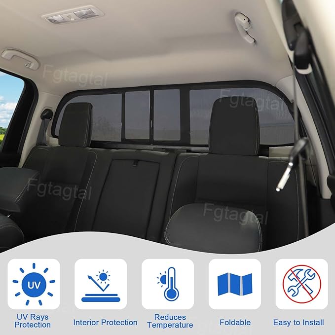 Car Rear Trunk Window Shades Compatible with Nissan Titan 2016-2023, Trunk Window Screens Mesh Sun Shade Glare Shield and UV Rays Protection and Keeps Vehicle Cool, 2PCS
