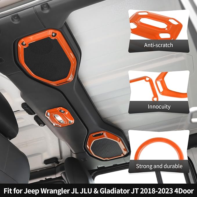 23PCS Full Set Interior Decor Trim Kits Fit for 2018-2023 Jeep Wrangler JL JLU & Gladiator JT 4Door Dashboard Cup Holder Headlight Switch Gear Shift Roof Speaker Map Light Inner Door Bowl Trim