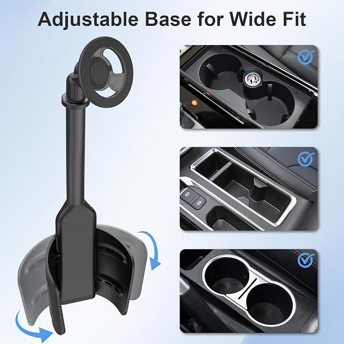 LenTok Magnetic Cup Holder Phone Mount for Car, 2 in 1 One-Hand Operation Adjustable Vehicle Cupholder Expander Phone Holder, Compatible with iPhone Android Smartphones