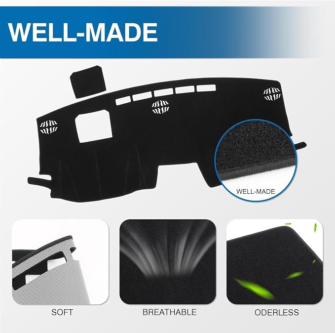 KUST Black Dash Cover for Toyota Sienna 2021-2024 2025 2026 (with HUD) (Not fit for 2026 Sienna Without HUD) Non-Slip Dashboard Cover Polyester Accessories for Sienna Custom Fit Dash Mat No Glare