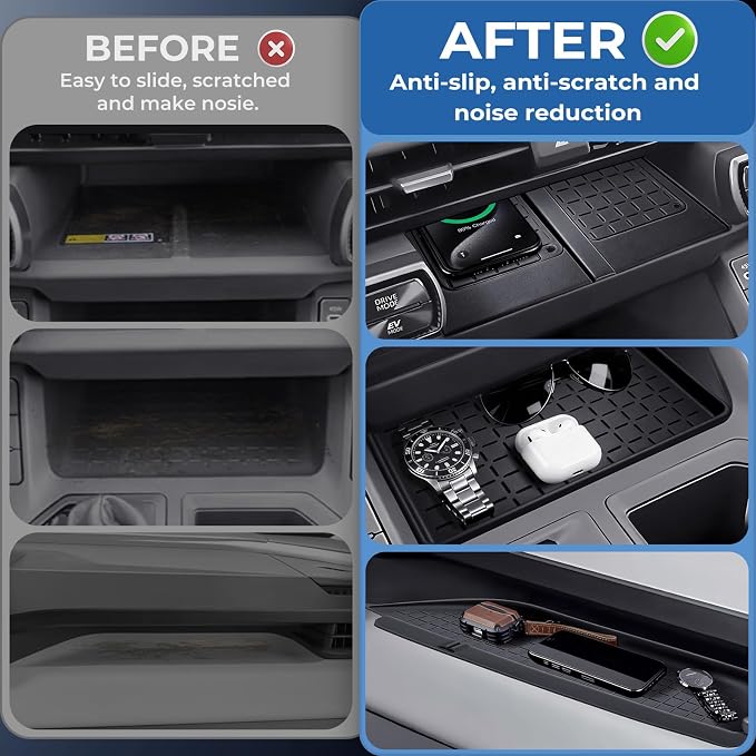Wireless Charging Protective Mat & Center Console Storage Protective Mat & Passenger Storage Organizer Mat for Toyota RAV4 2026, Interior Accessories Anti-Slip Cover Pad for 2026 RAV 4, Black