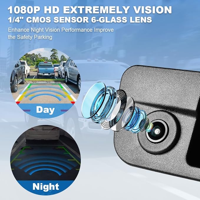 Rear Tailgate Handle Backup Camera Compatible with 2010-2018 Dodge Ram 1500 2500 3500 Rear View Reverse Back Up Camera RCA Connector with Key Hole-Textured Black, 68044904AG