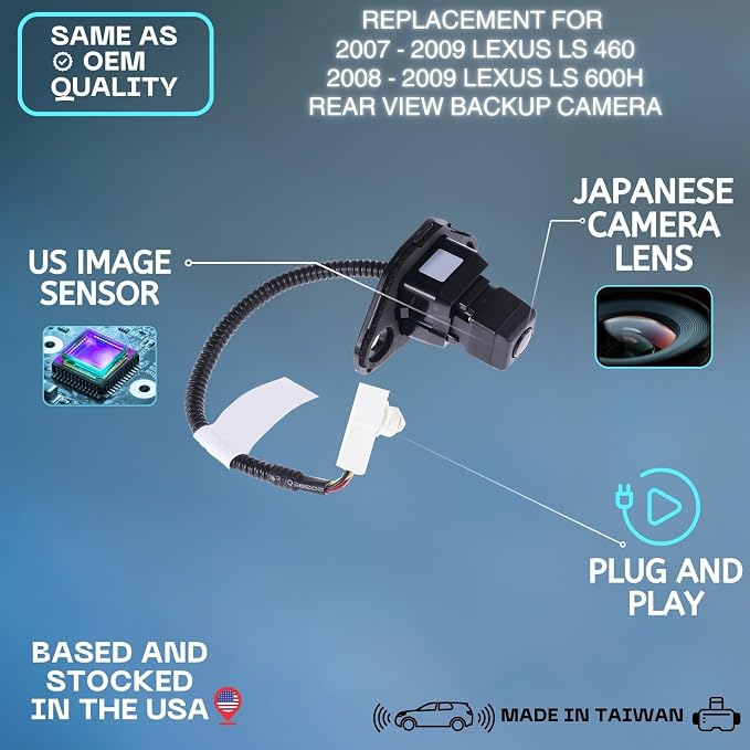 Backup Camera Replaces for 2007 2008 2009 Lexus LS 460 | 2008 2009 Lexus LS 600h OE Part # 8679050030 8679050020 | 86790-50020, 86790-50030