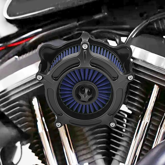 Air Cleaner Filter Aluminum Fit for Harley Touring Road King Street Glide Softail Sportster Dyna (Black Housing Blue Element, C For Touring 08-16,Softail 16-17,Trike 08-16)