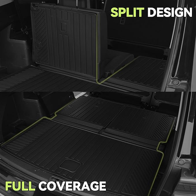 Tongama-Floor Mats for 2020-2026 Cadillac XT6 6 Seats with Bucket Seat, All Weather TPE Floor Liners & 2nd Backrest Mats & Trunk Mat with Backrest Mat for Cadillac XT6 Waterproof Interior Accessories