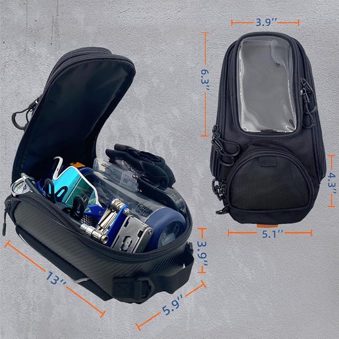 reygeak Motorcycle Tank Bag，Waterproof, with super magnetic thickened magnet Black 1680D PVC petrol tank bag, large window cell phone bag, suitable for Suzuki Kawasaki Honda Harley Yamaha.