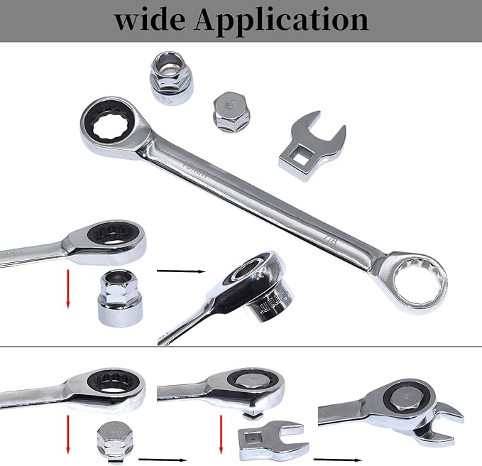 15pcs Universal Ratcheting Serpentine Belt Tool Set, Serpentine Belt Removal Installation Tensioner Kit with Ratcheting Wrench, Crowfoot Wrenches, Socket Adapters, 6-Point Sockets