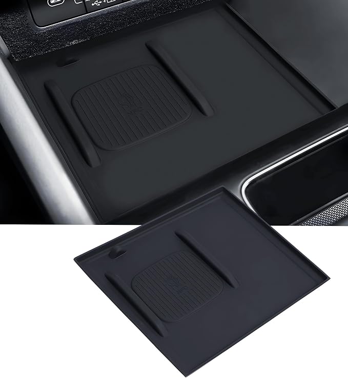 Wireless Charging Protective Mat for Hyundai Sonata 2026 2025 2024, Interior Accessories Center Console Silicone Anti-Slip Wireless Charger Cover Pad Protector for 2024-2026 Sonata, Black