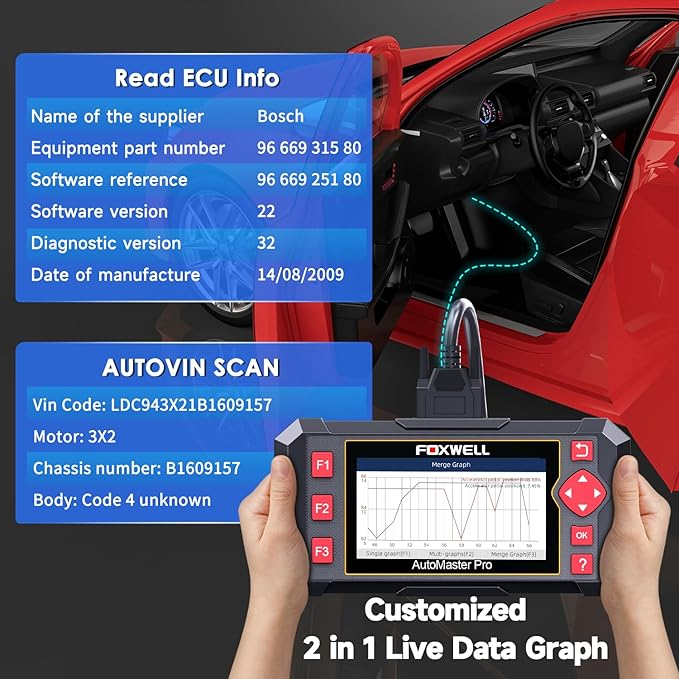 2026 FOXWELL NT604 OBD2 Scanner, Engine/ABS/SRS/Transmission Comprehensive Car Diagnostic Tool, Code Reader for Cars and Trucks, Precise Scan Tool for All Vehicles, EN/ES, Lifetime Free Upd.,Live Data