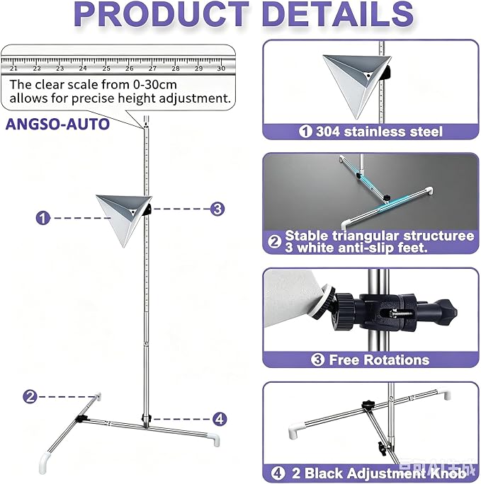 ADAS Calibration Professional Tool Kit with Radar Aiming Corner Reflector Target Include Stand Marked with 0-30cm Scale- Compatible with Honda, Toyota, Mazda, Kia, Ford, GM and Hyundai