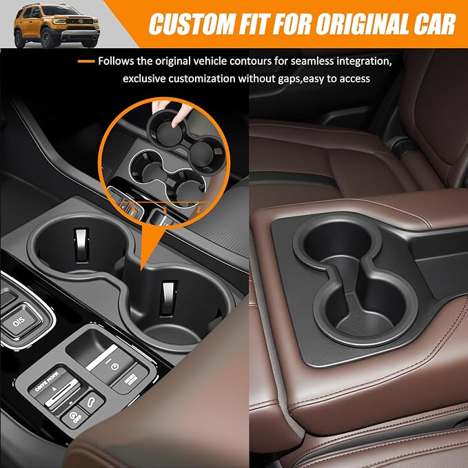Center Console&2nd Row Cup Holder Compatible with 2023-2026 Honda Pilot (Only Fits for 8 Seats) Drink Holder Cupholder Coast for Pilot Accessories