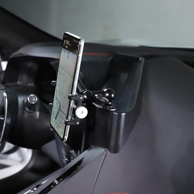 TOYCIDFG Dashboard Storage Tray Behind Navigation Screen with Phone Holder for Corvette C8 Stingray 2020-2026, Center Console Car Organizer Tray Interior Accessories (Type B)