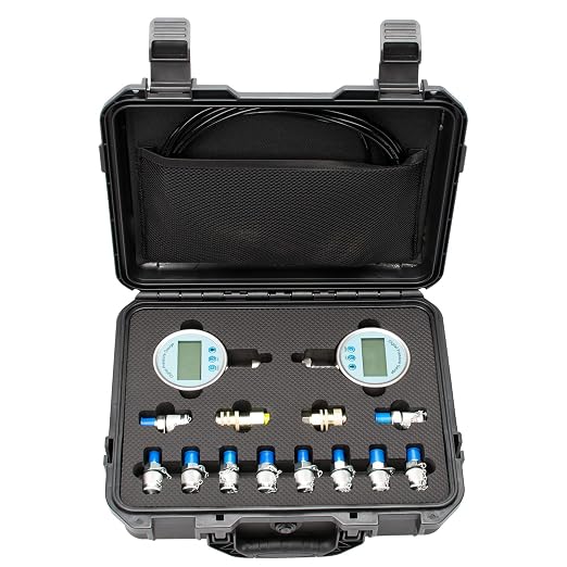Digital Hydraulic Pressure Test Kit, Hydraulic Pressure Gauge Tester Set with 2 Digital Gauges (16MPa/80MPa)